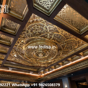 Wooden Ceiling Design Minus Plus Pop Design For Lobby No-5530
