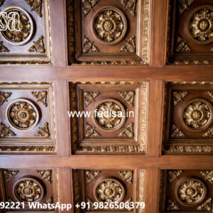 Wooden Ceiling Design Rectangle Shape Pop Design No-5855