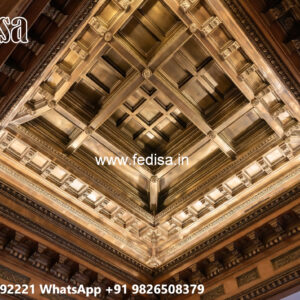 Wooden Ceiling Design 2 Fan Box Pop Design No-5948