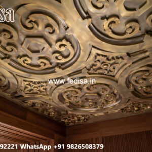 Wooden Ceiling Design Pop Design For Long Lobby No-6083