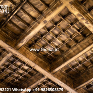 Wooden Ceiling Design False Ceiling With Jhumar No-6232
