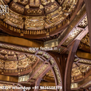 Wooden Ceiling Design Pop For Rectangular Hall No-6349