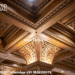 Wooden Ceiling Design Pink Color Pop Design No-6391