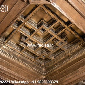 Wooden Ceiling Design White Cement Pop Design No-6414