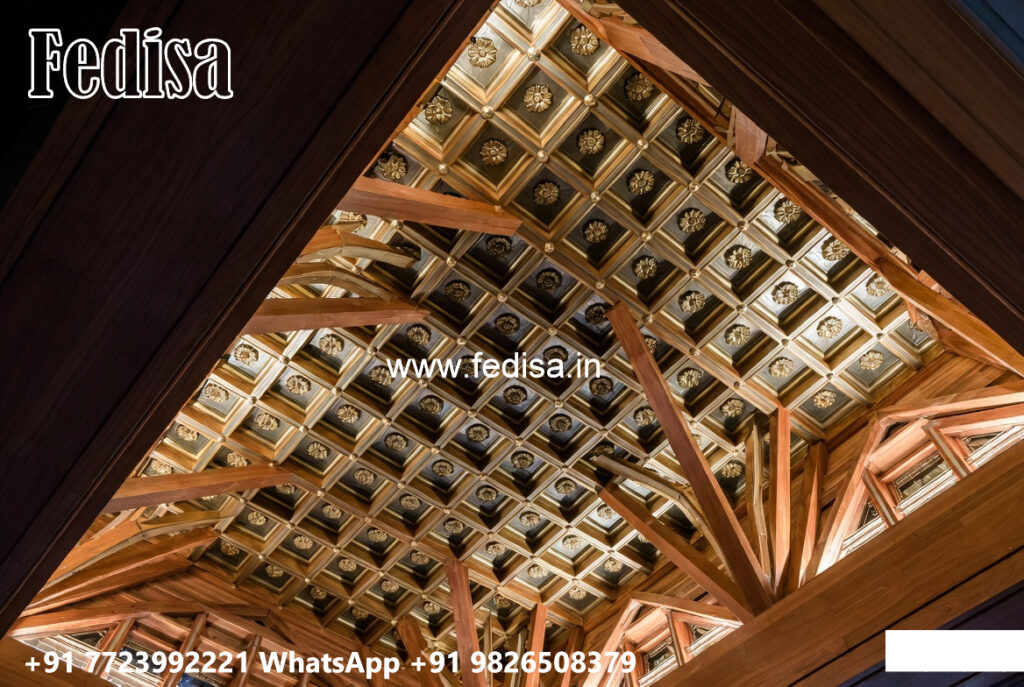 Cutwork Fall Ceiling Wooden Ceiling Design Main Hall Fall Ceiling Design No-6516 - Fedisa