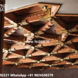 Wooden Ceiling Design Double Fan Pop Design No-6802
