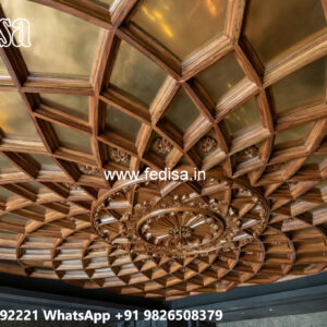 Wooden Ceiling Design Two Fan False Ceiling Design No-7062