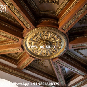 Wooden Ceiling Design Pop Border Patti Design No-7069