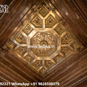 Wooden Ceiling Design Pop Design Hall 2 Fan No-7218