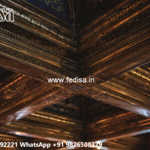 Wooden Ceiling Design False Ceiling With 2 Fans No-7982