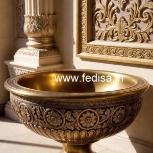 Brass Wash Basin Designs for Classic Bathroom Interiors No-091