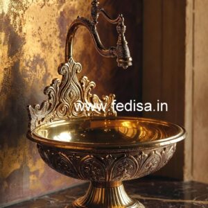 Handmade Brass Wash Basin with Artistic Texture No-214