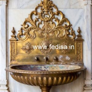 Stylish Brass Wash Basin with Marble Styling No-258
