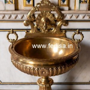 Elegant Brass Basin with Stone Vanity Ideas No-741