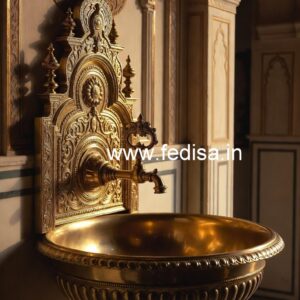 Stylish Brass Wash Basin with Marble Vanity No-795