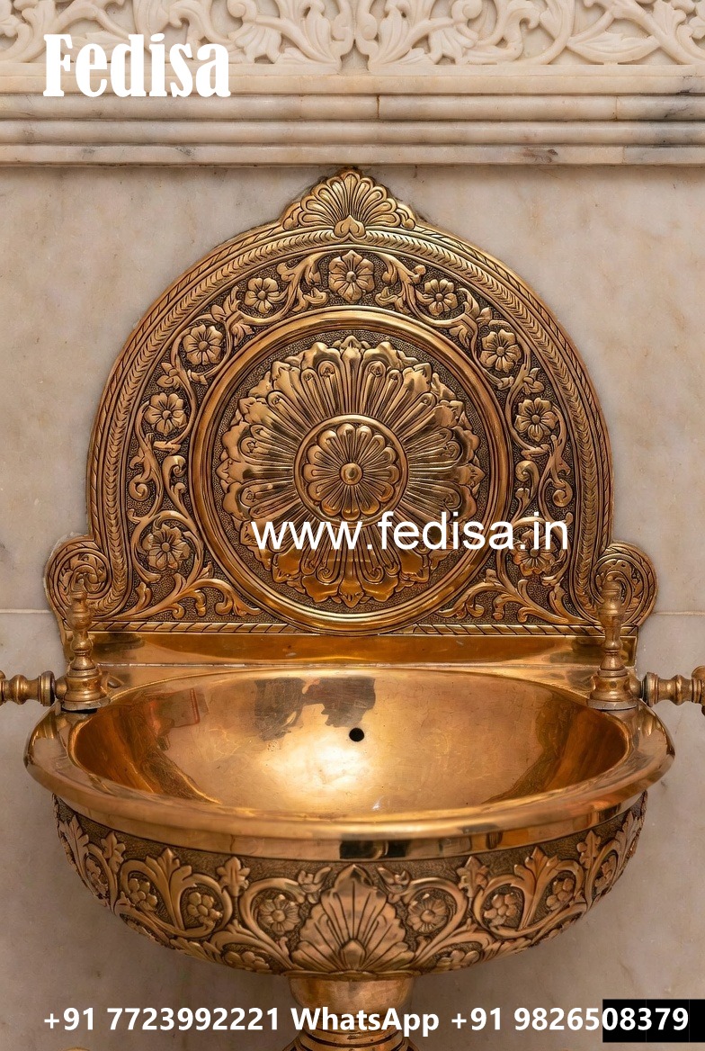 Brass Wash Basin Design with Luxury Marble Vanity No-1249