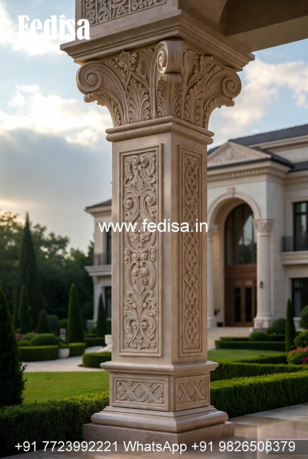 Pillar Design Rectangular Exterior Pillar Design Ideas for Luxury Villas PD-11520 - Fedisa