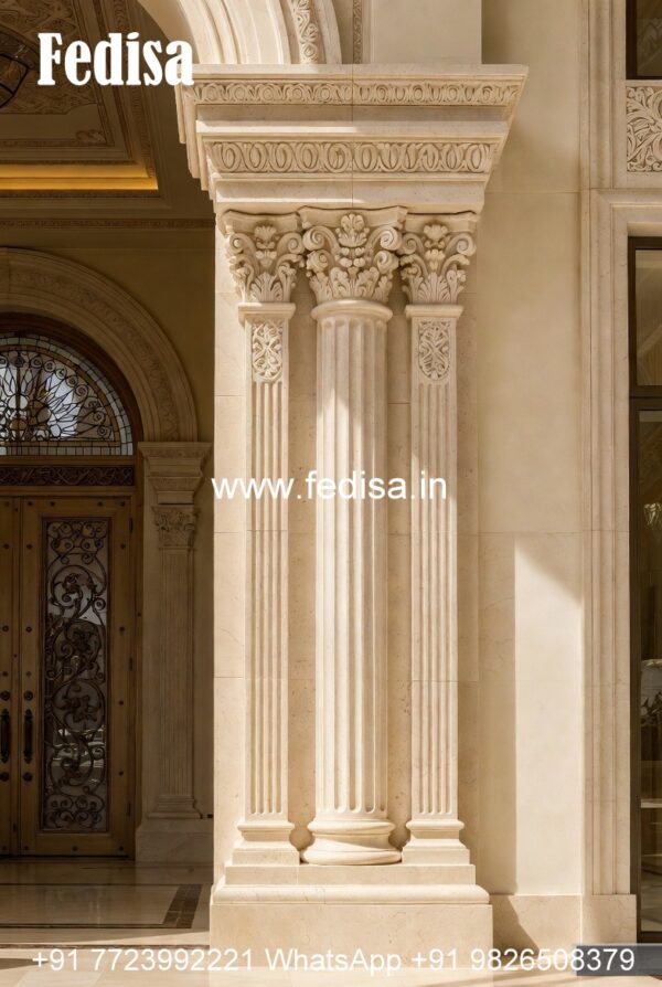 Large Brown Rounded Columns Round Column Design Ideas for Homes PD-11606 - Fedisa