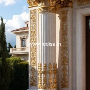 Wooden Pillar Design for Luxury Homes PD-13897