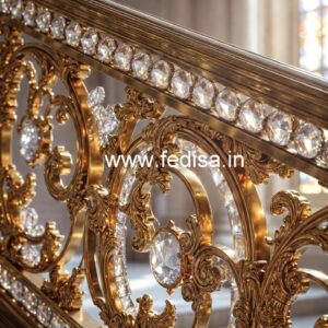 Luxury Home Staircase Brass Crystal Railings CR-4035