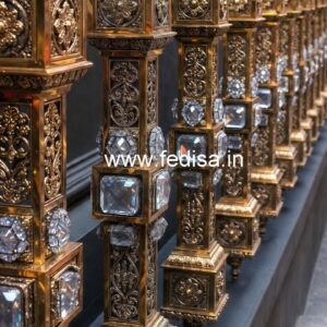 Elegant Luxury Stair Railings Brass Crystal CR-4046