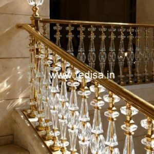 Golden Finish Brass Crystal Stair Railings CR-4064