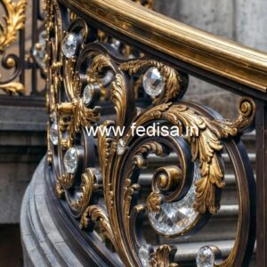 Elegant Crystal Brass Railing Designs CR-4066