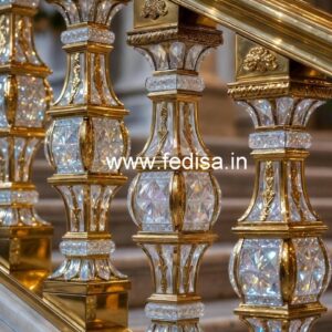 Luxury Staircase with Brass Crystal Railing CR-4069