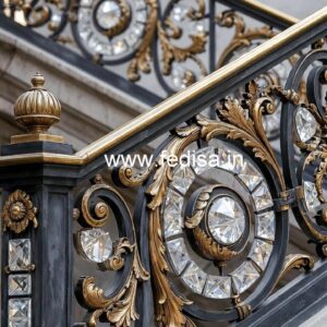 Premium Crystal Brass Stair Railings CR-4075