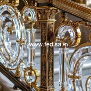 Stylish Brass Crystal Railings with Glass CR-4078