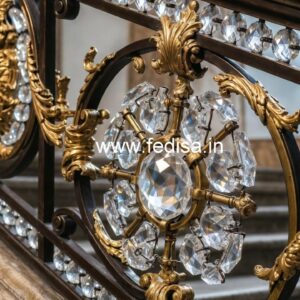 Luxury Brass Crystal Railings with Glass Panels CR-4125