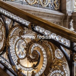 Elegant Brass Crystal Railings for Home Interiors CR-4146