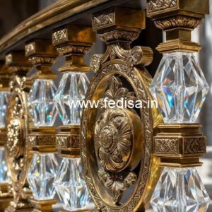 Golden Finish Brass Crystal Railings CR-4156
