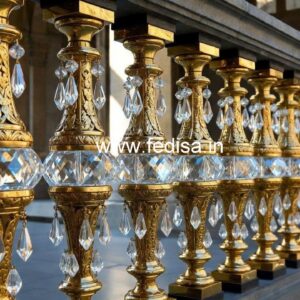 Elegant Brass Crystal Railing Designs for Villas CR-4175