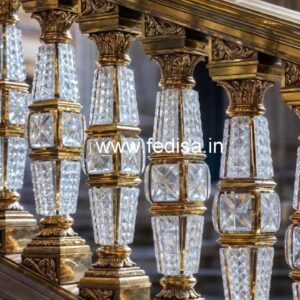 Elegant Brass Crystal Railings with Glass CR-4181