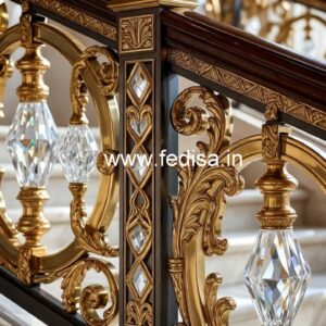 Elegant Brass Crystal Railings for Luxury Interiors CR-4216