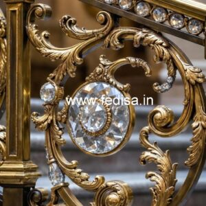 Elegant Staircase Brass Crystal Railings CR-4283