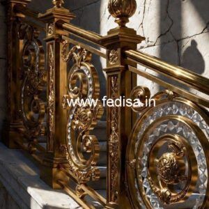 Luxury Interior Decor with Brass Crystal Railings CR-4298