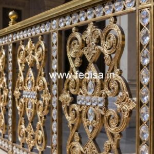 Designer Stair Railings with Brass Crystal CR-4327