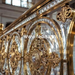 Stylish Golden Brass Crystal Railings CR-4335