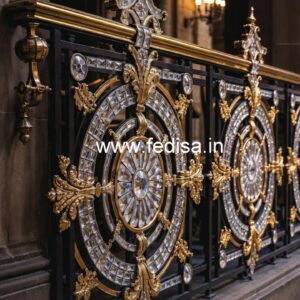 Luxury Staircase with Brass Crystal Railing CR-4373