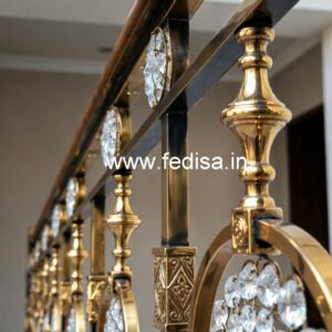 Stylish Brass Crystal Railings with Glass CR-4382