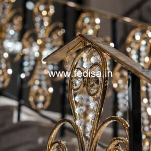 Premium Brass Crystal Railing with Glass CR-4408