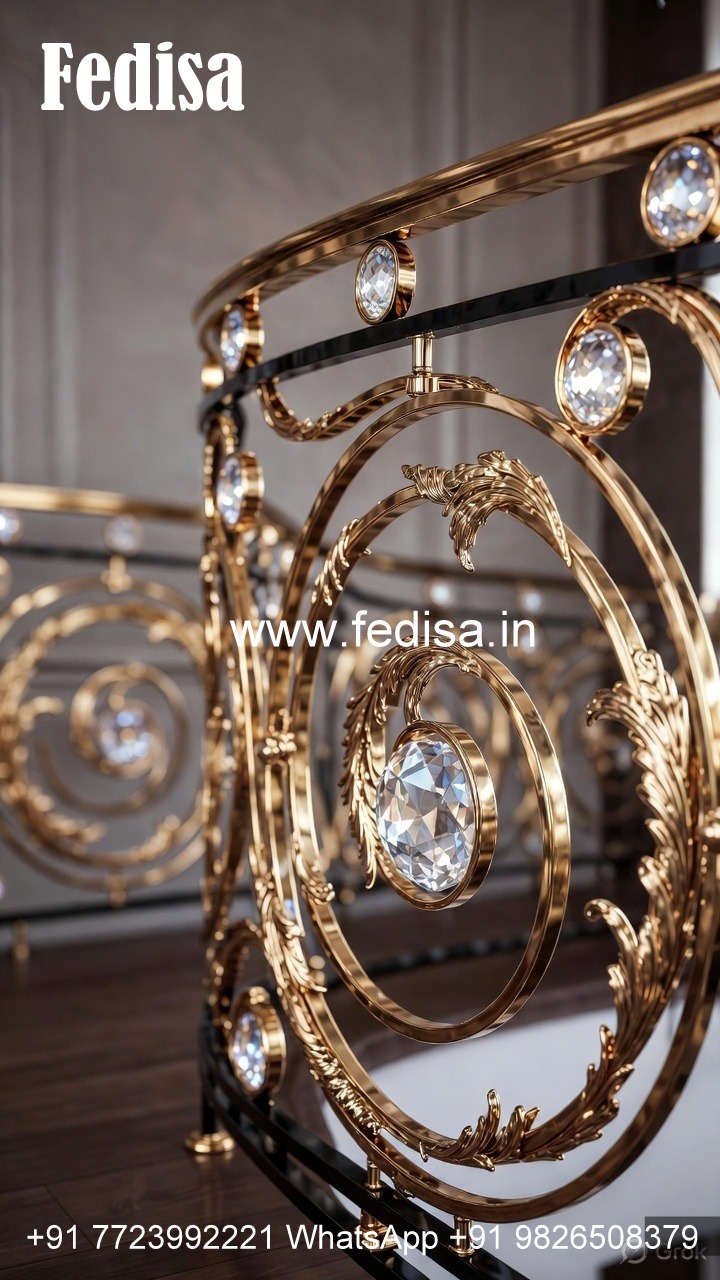 Stylish Brass Crystal Railings for Duplex Homes CR-4433