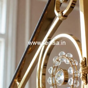 Elegant Brass Crystal Railings with Glass CR-4485