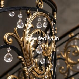 Elegant Brass Crystal Railings for Grand Staircases CR-4554