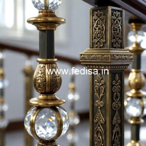 Elegant Brass Crystal Stair Railing Designs CR-4562