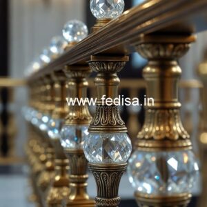 Elegant Luxury Stair Railings Brass Crystal CR-4654