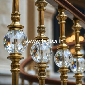 Stylish Brass Crystal Railings with Glass CR-4686