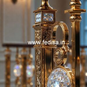 Elegant Stair Railings with Brass Crystal CR-4697